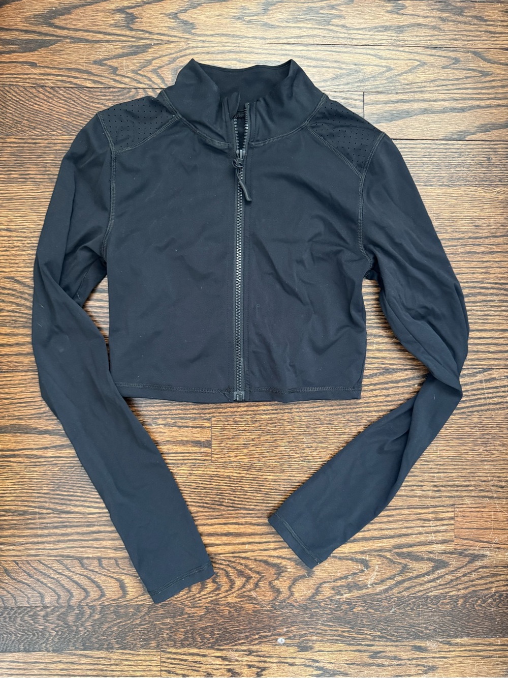 Black Cropped Zip-Up Active Jacket
